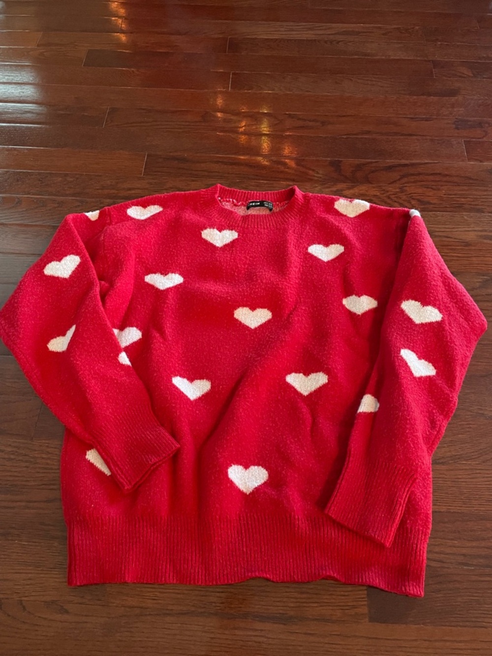 Women’s Shein Red Sweater with White Hearts pattern ❤️ (size Small)